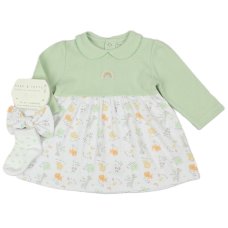 M14272: Baby Sage Dress Headband & Socks  Outfit (0-6 Months)
